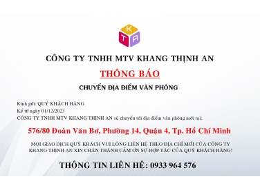 THÔNG BÁO THAY ĐỔI ĐỊA ĐIỂM TRỤ SỞ