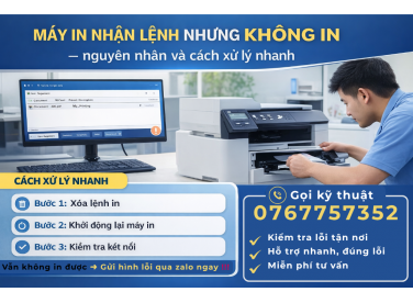 Máy in nhận lệnh nhưng không in – nguyên nhân và cách xử lý nhanh